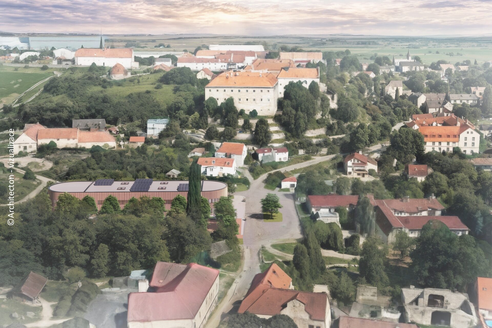 Víceúčelová hala a centrum Tuchoměřice - vizualizace